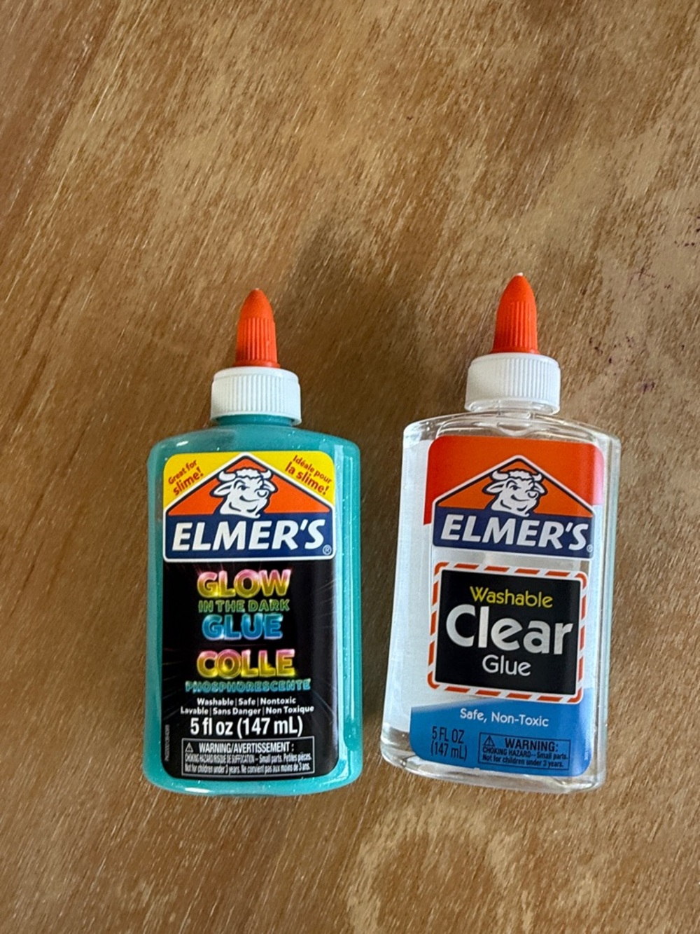 Elmer's Clear Glue & Elmer's Glow-in-the-Dark Glue - Orange Caps